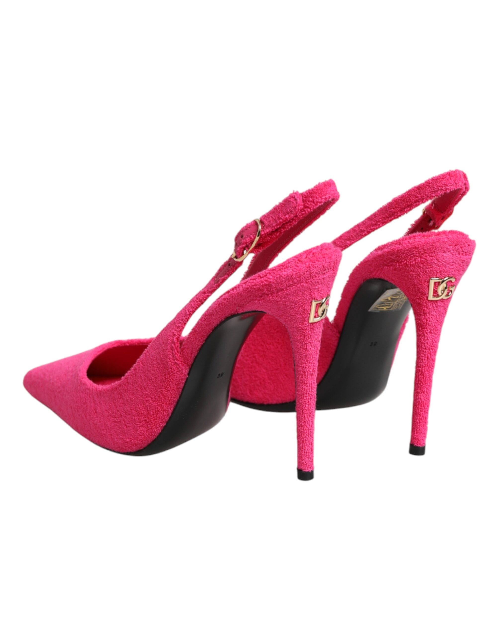 Dolce & Gabbana Pink Suede High Heels Slingback Shoes - Image 6