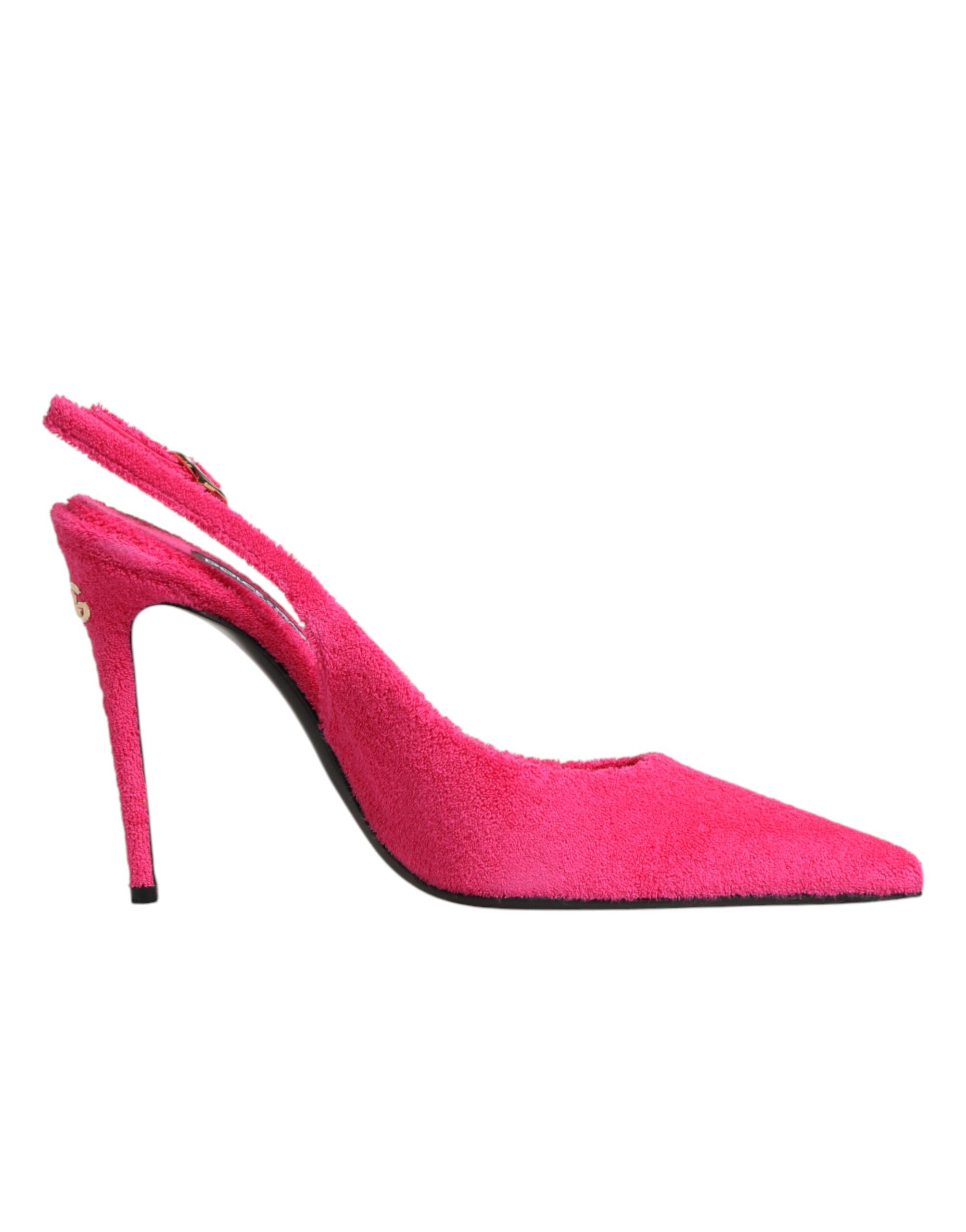 Dolce & Gabbana Pink Suede High Heels Slingback Shoes - Image 2