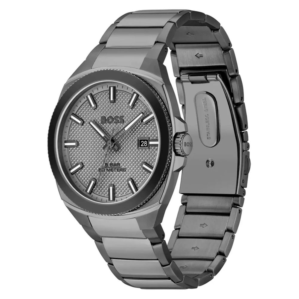 Hugo Boss Gray Stainless Steel Dress Watch - Image 2
