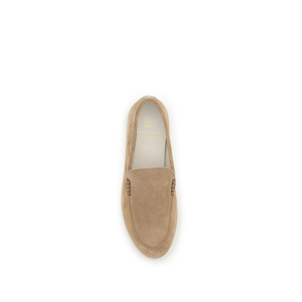 Brunello Cucinelli Beige Calf Leather Bos Taurus Slip-On Loafers - Image 4
