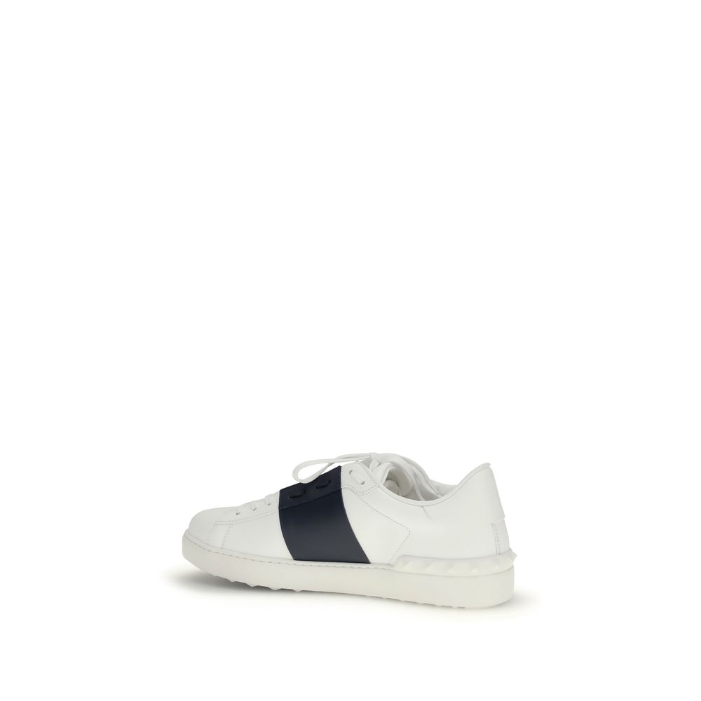 Valentino Garavani Blue Calf Leather Bos Taurus Low Top Sneakers - Image 3