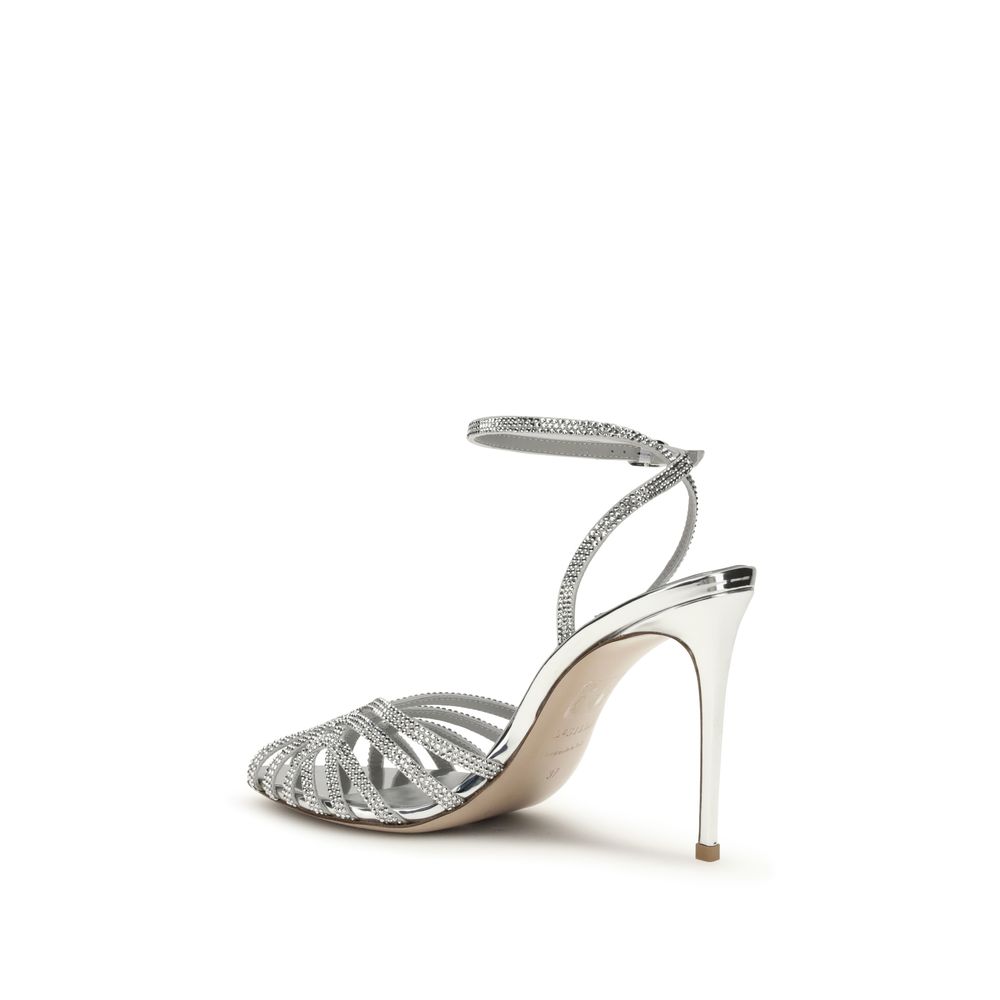 LE SILLA Silver Calf Leather Bos Taurus Stiletto Heel Sandals - Image 3