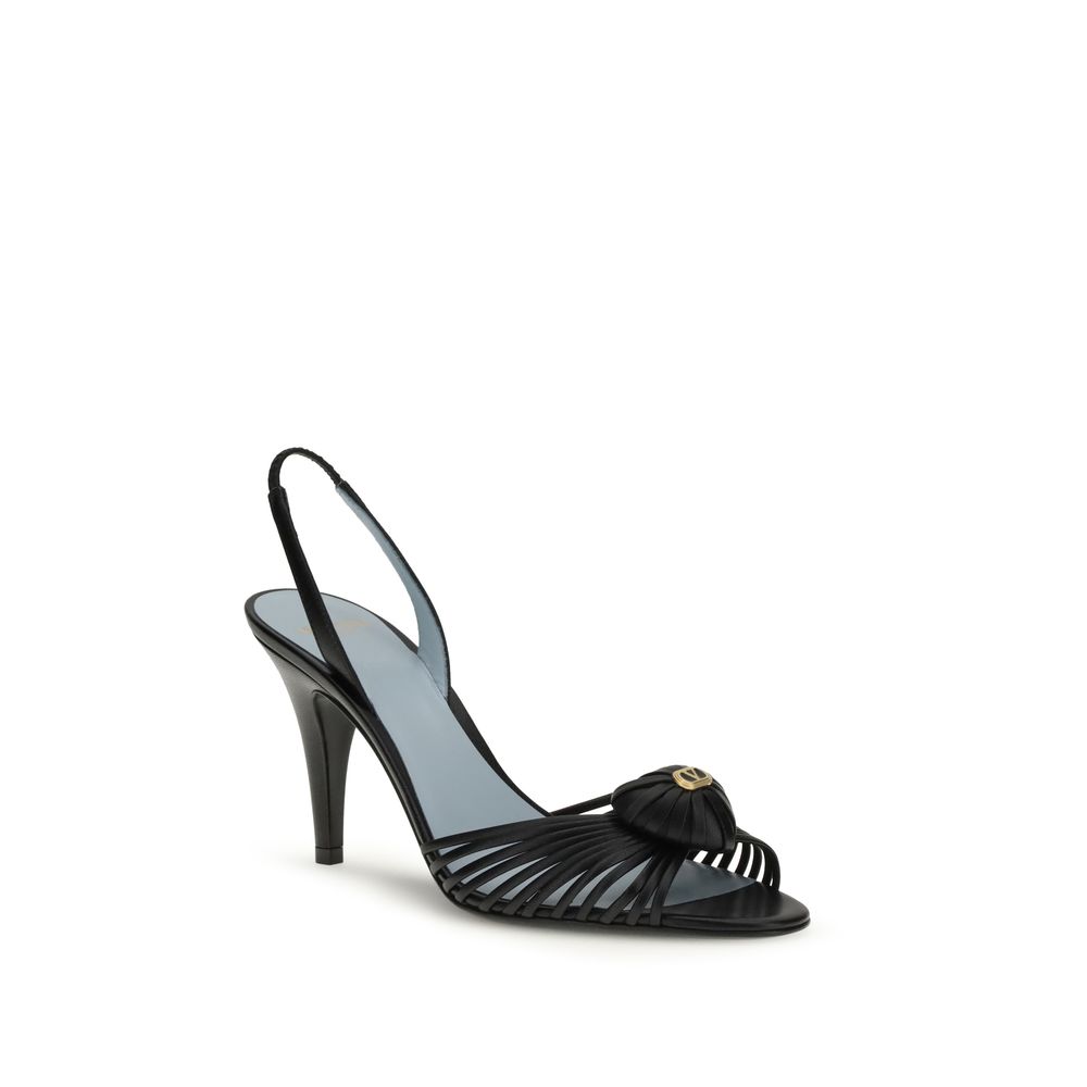 Valentino Garavani Black Goatskin Stiletto Heel Sandals - Image 2