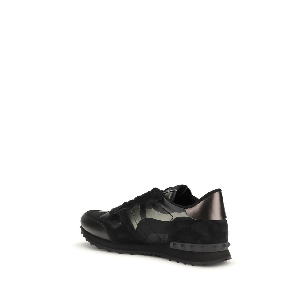 Valentino Garavani Black Calf Leather Bos Taurus Athletic Sneakers - Image 3