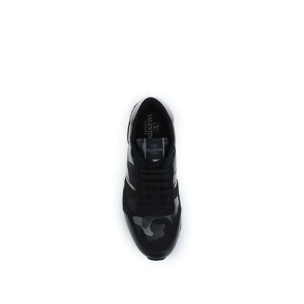Valentino Garavani Black Calf Leather Bos Taurus Athletic Sneakers - Image 4
