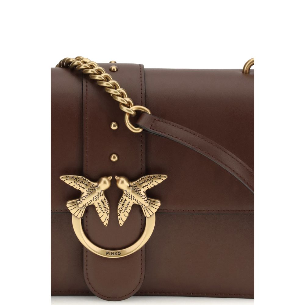 PINKO Brown Calf Leather Bos Taurus Shoulder Bag - Image 4