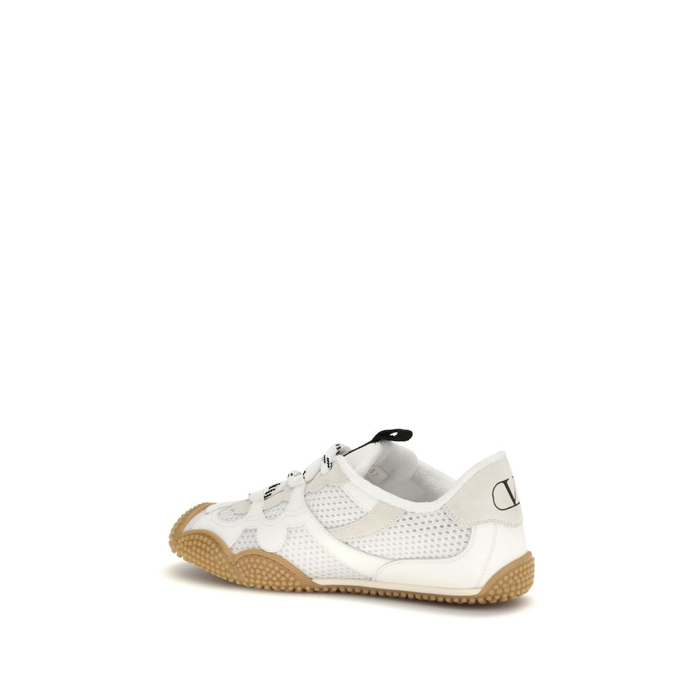 Valentino Garavani White Calf Leather Bos Taurus Athletic Sneakers - Image 3