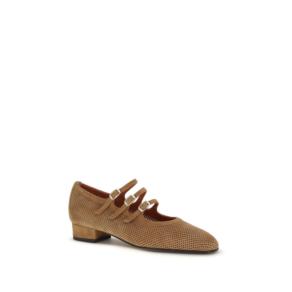 Carel Paris Beige Calf Leather Bos Taurus Ballet Flats - Image 2