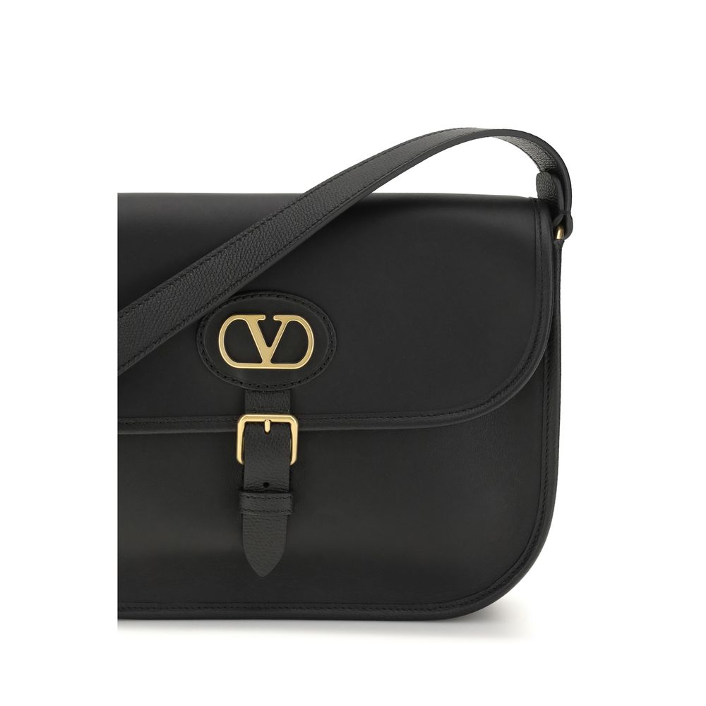 Valentino Garavani Black Calf Leather Bos Taurus Shoulder Bag - Image 4