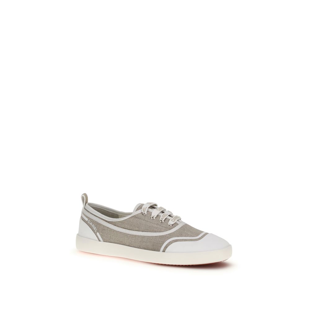 Carel Paris Beige Cotton Low Top Sneakers - Image 2