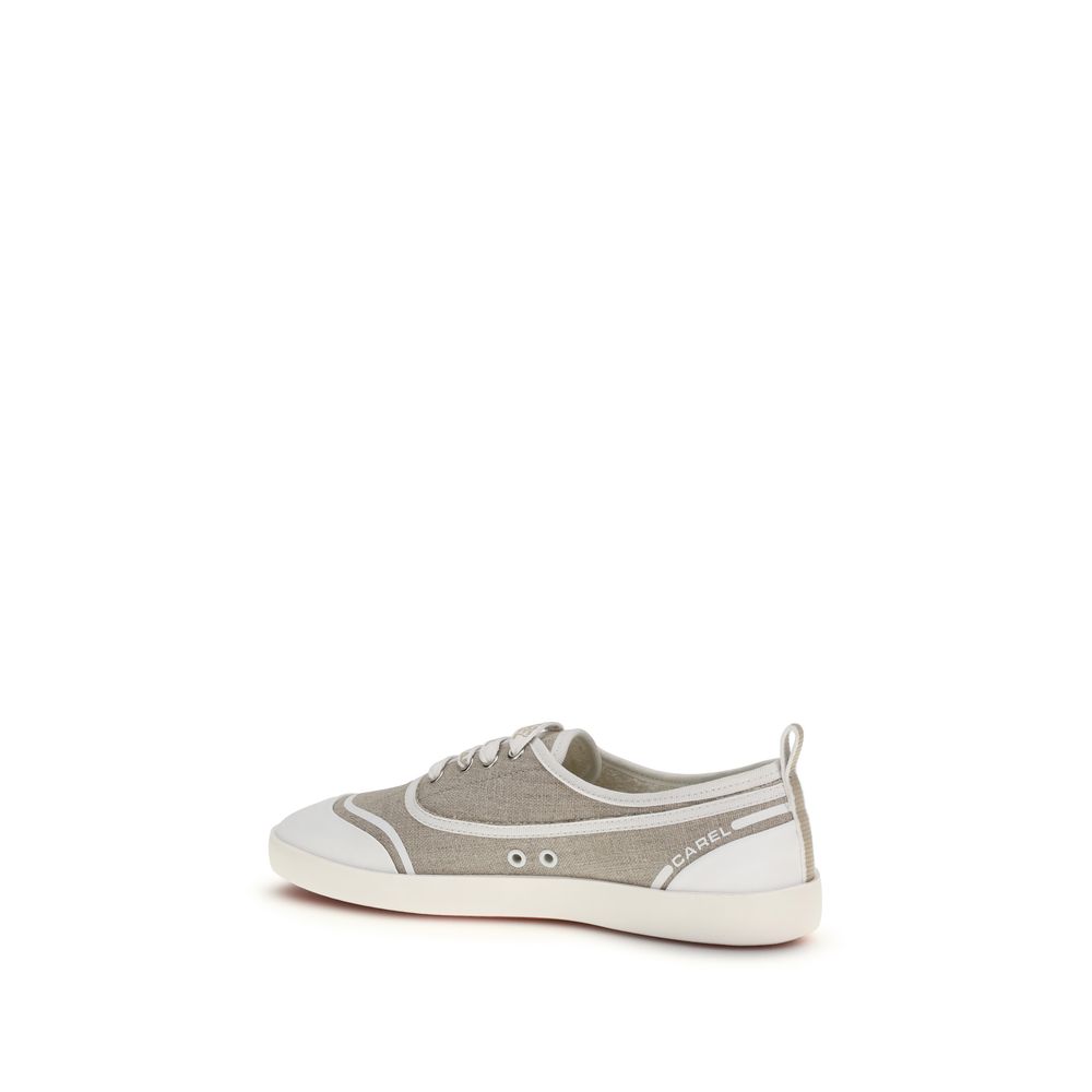 Carel Paris Beige Cotton Low Top Sneakers - Image 3