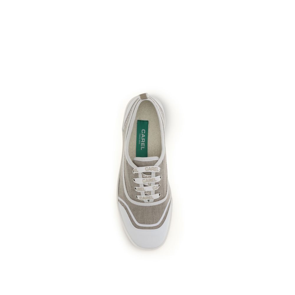 Carel Paris Beige Cotton Low Top Sneakers - Image 4