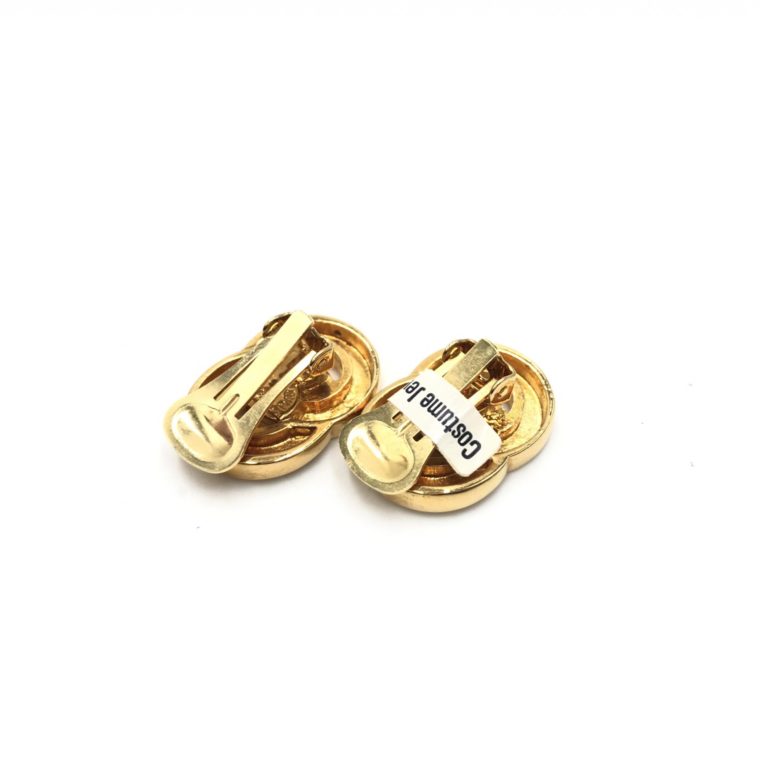 Celine Gold Tone Double Round Motif Earrings - Image 3