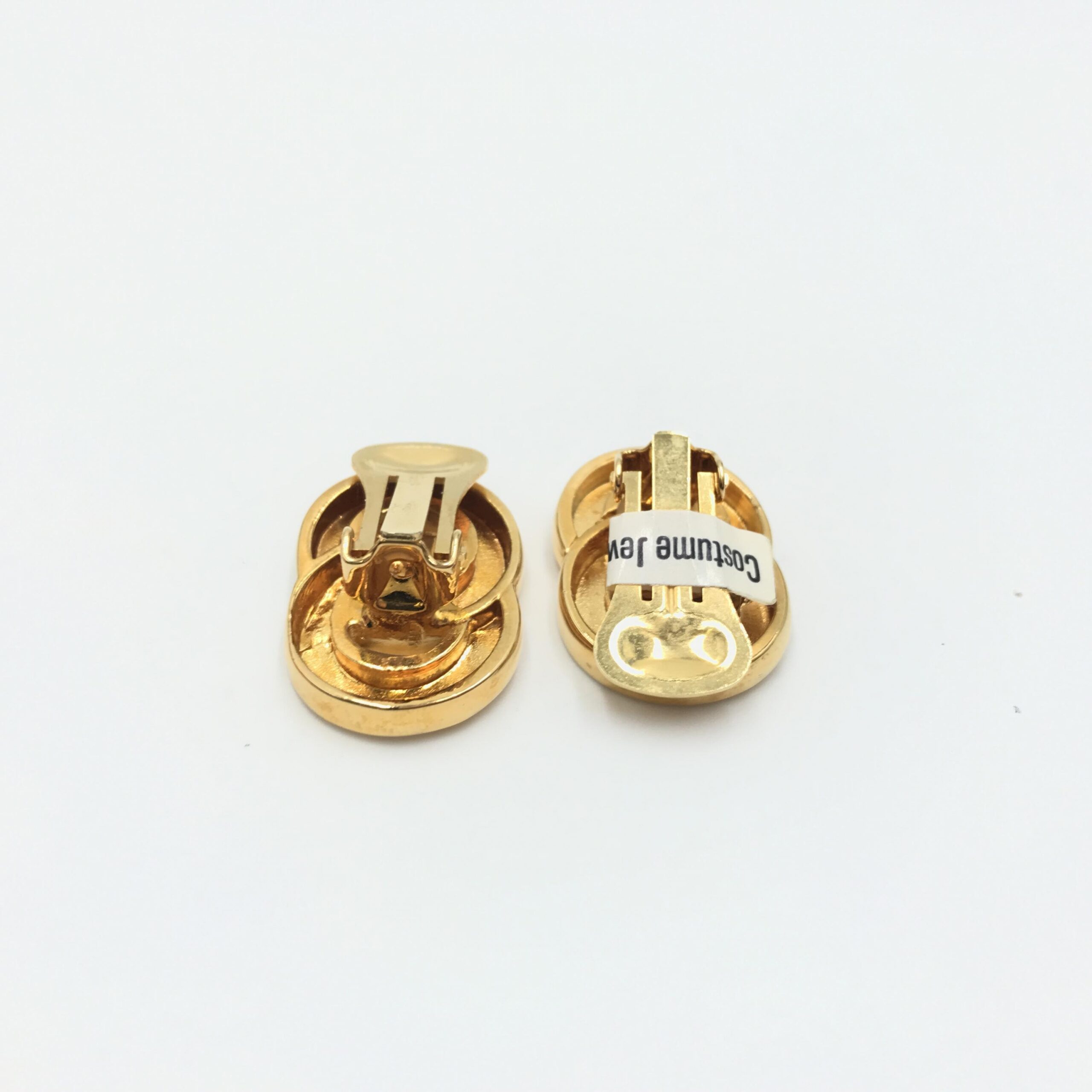 Celine Gold Tone Double Round Motif Earrings - Image 4
