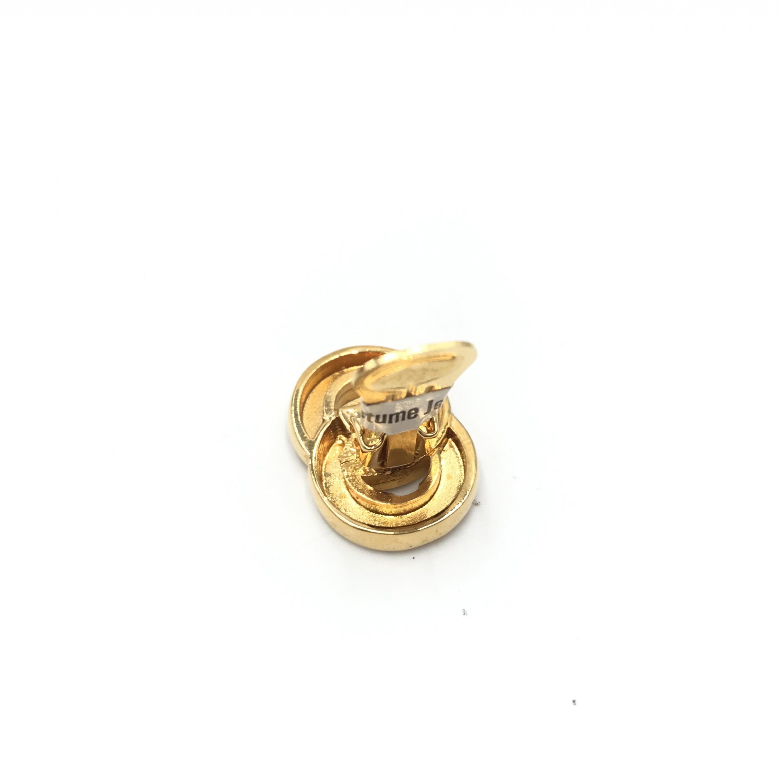 Celine Gold Tone Double Round Motif Earrings - Image 7