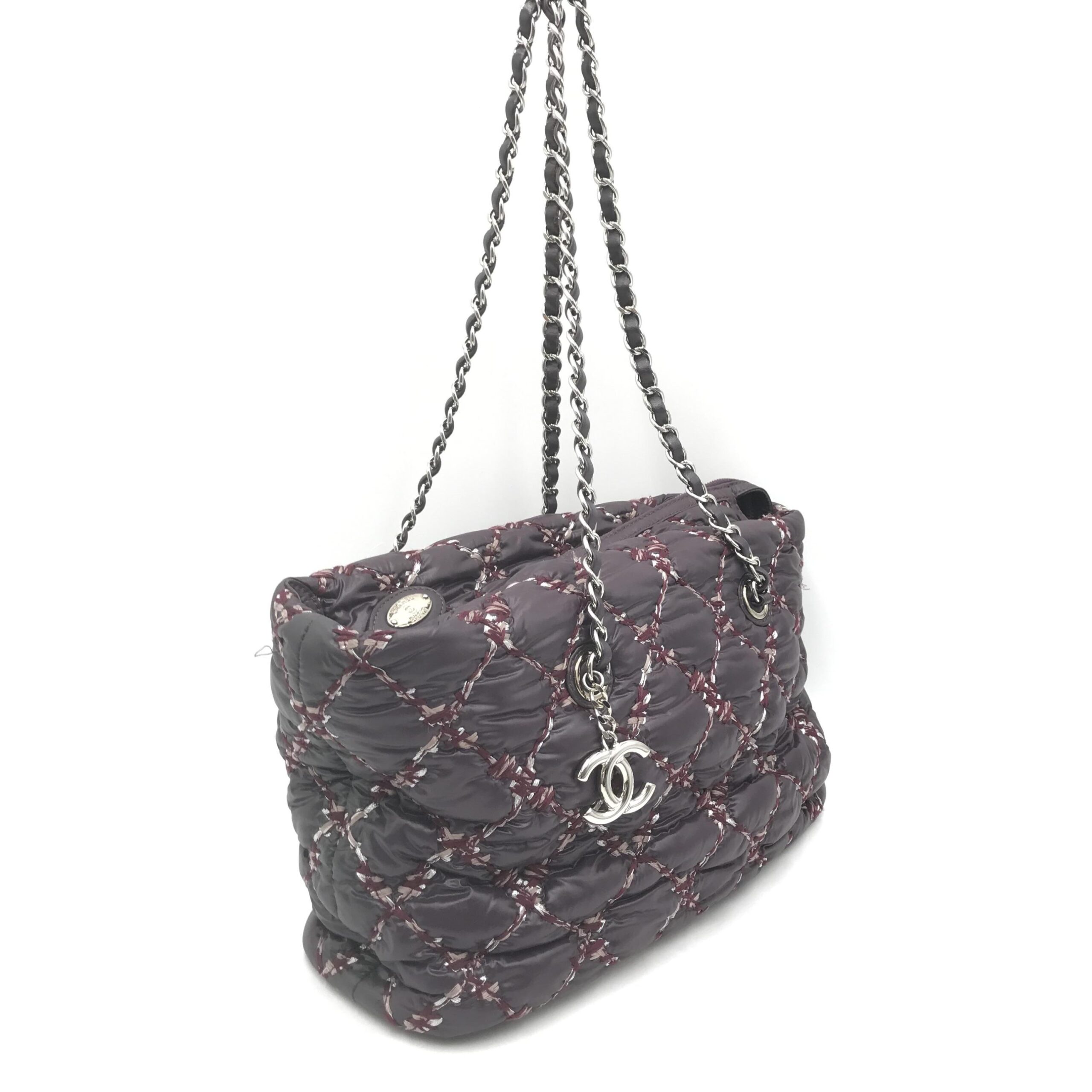 Chanel Paris-Byzance Chain Shoulder Bag Purple Nylon - Image 4