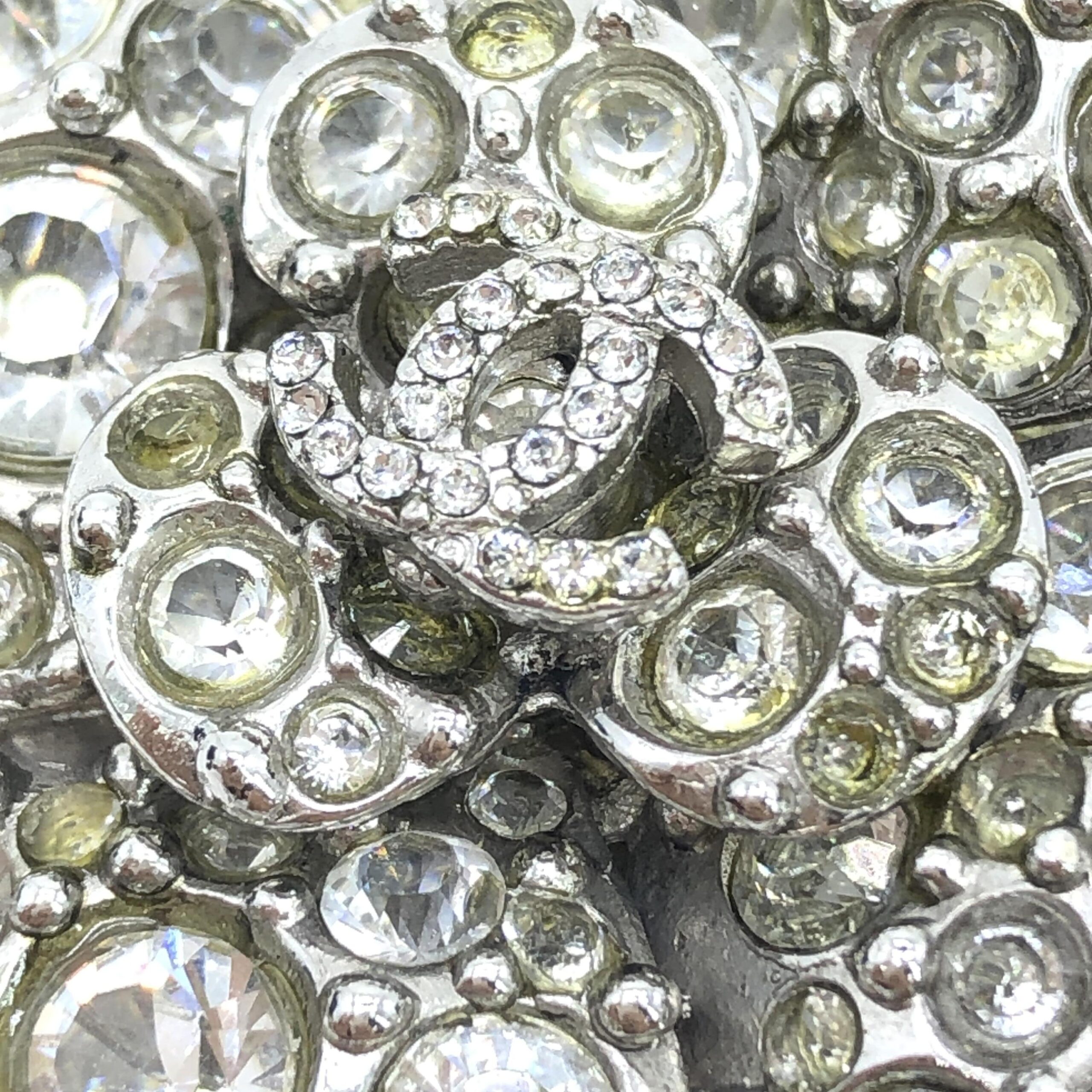 Chanel Silver Crystal Camellia Flower Brooch - Image 5