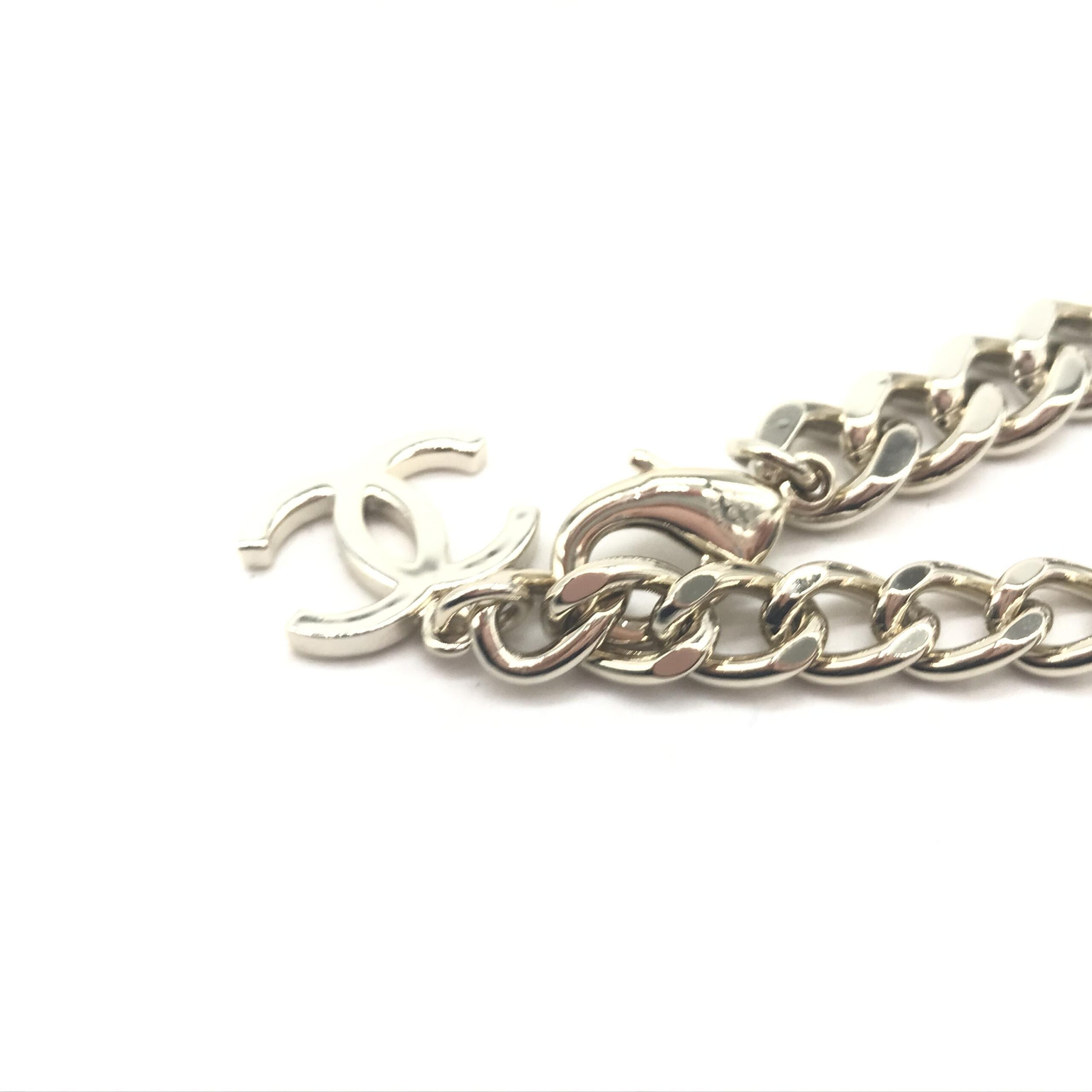 Chanel Silver Tone Curb Chain Link Necklace - Image 4