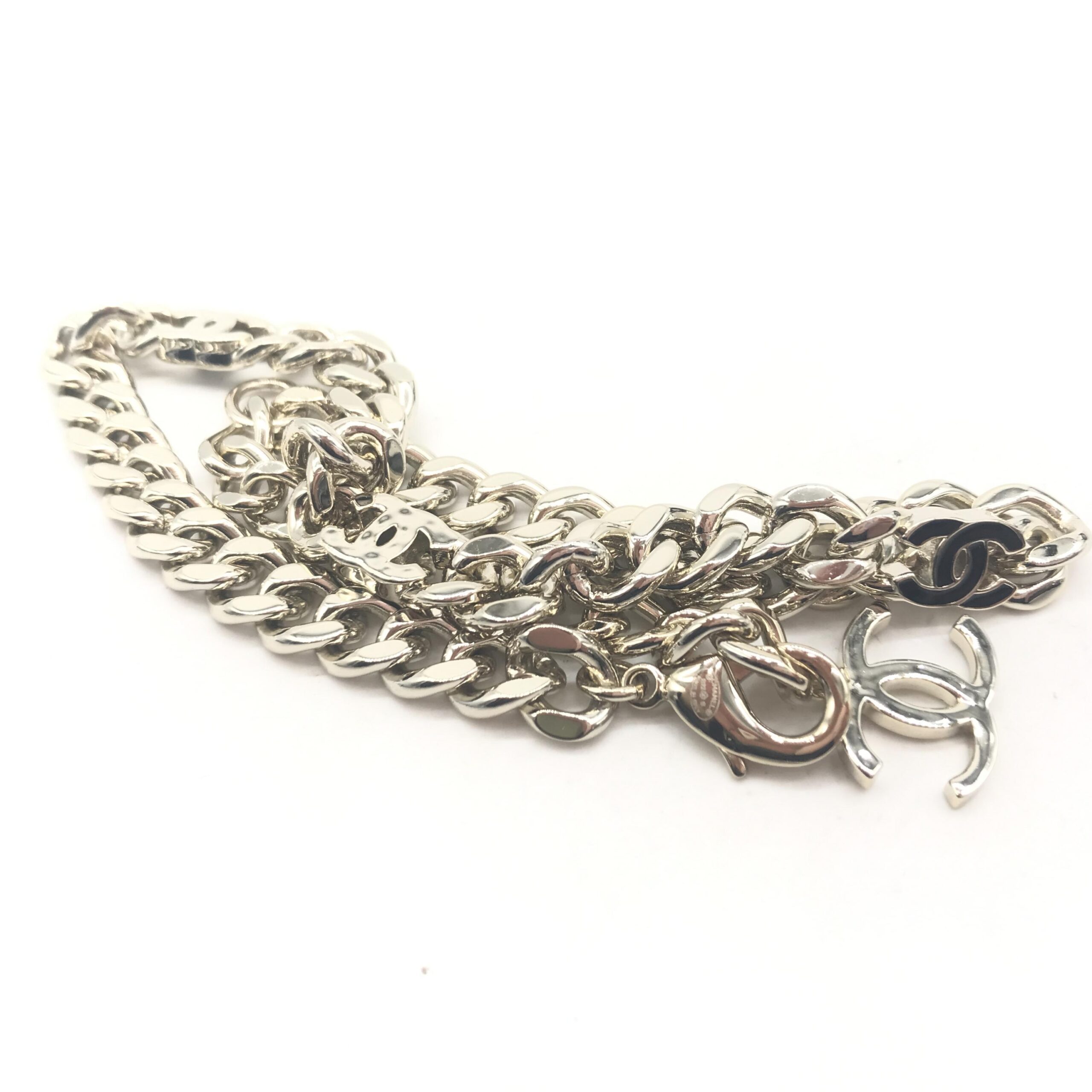 Chanel Silver Tone Curb Chain Link Necklace - Image 5