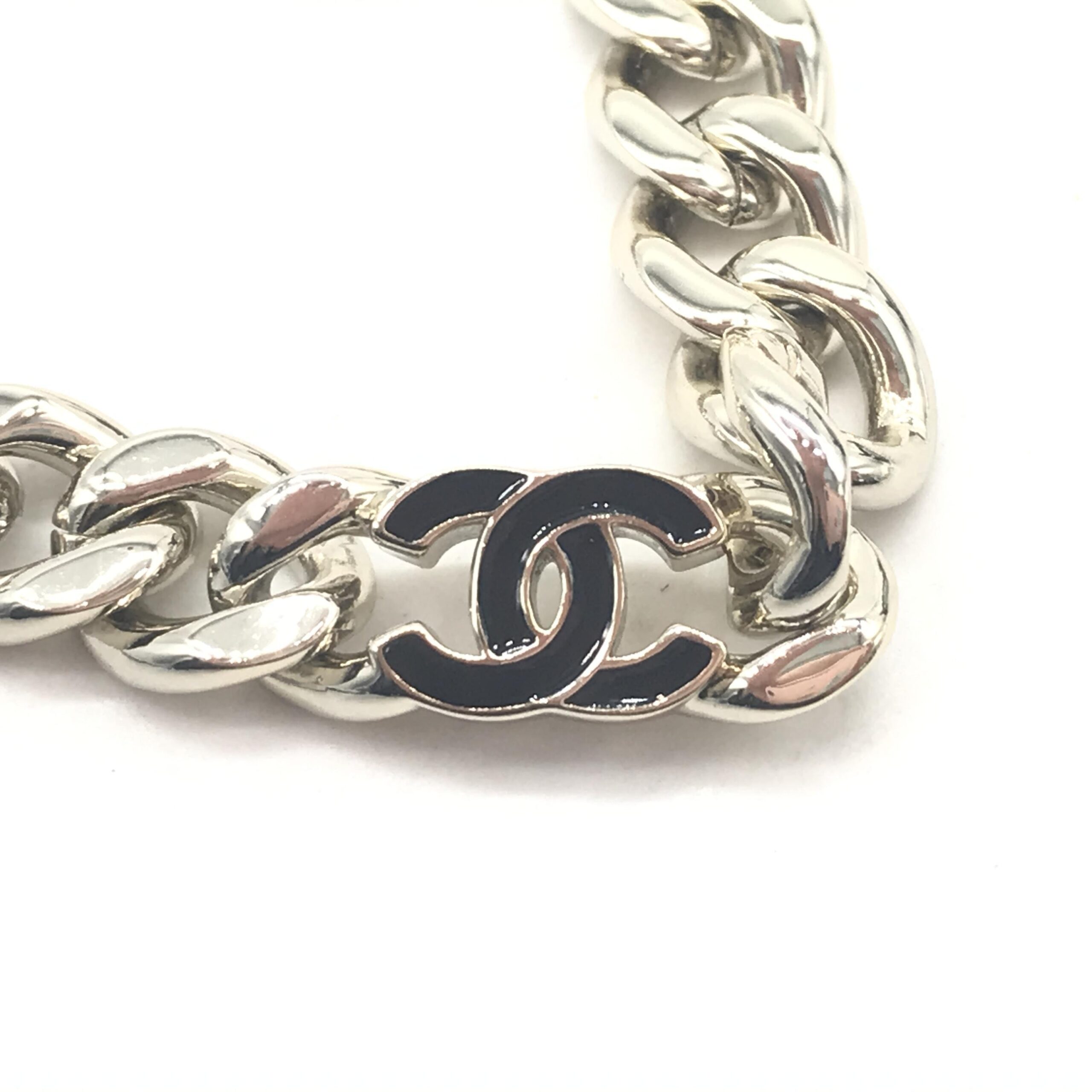 Chanel Silver Tone Curb Chain Link Necklace - Image 6