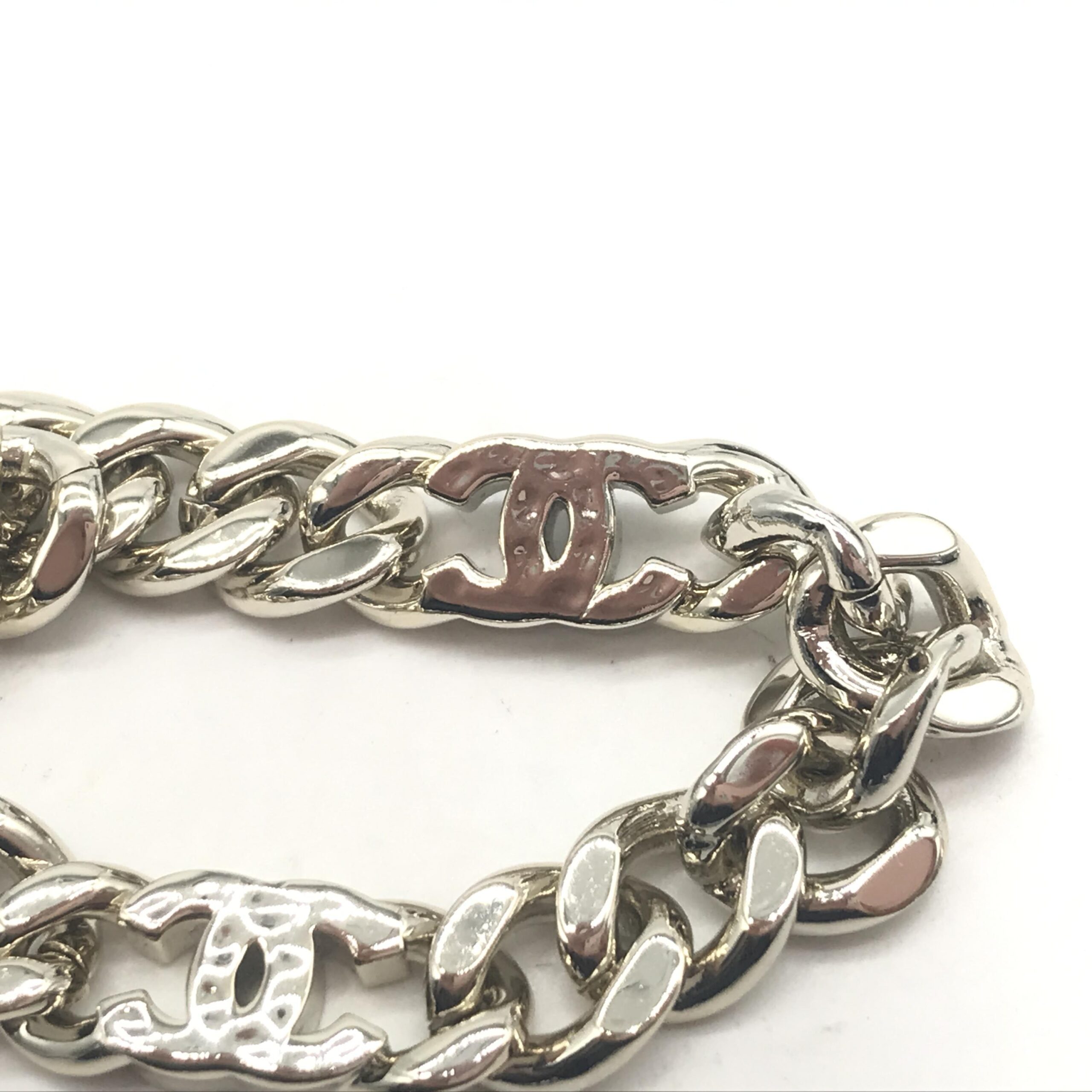 Chanel Silver Tone Curb Chain Link Necklace - Image 7