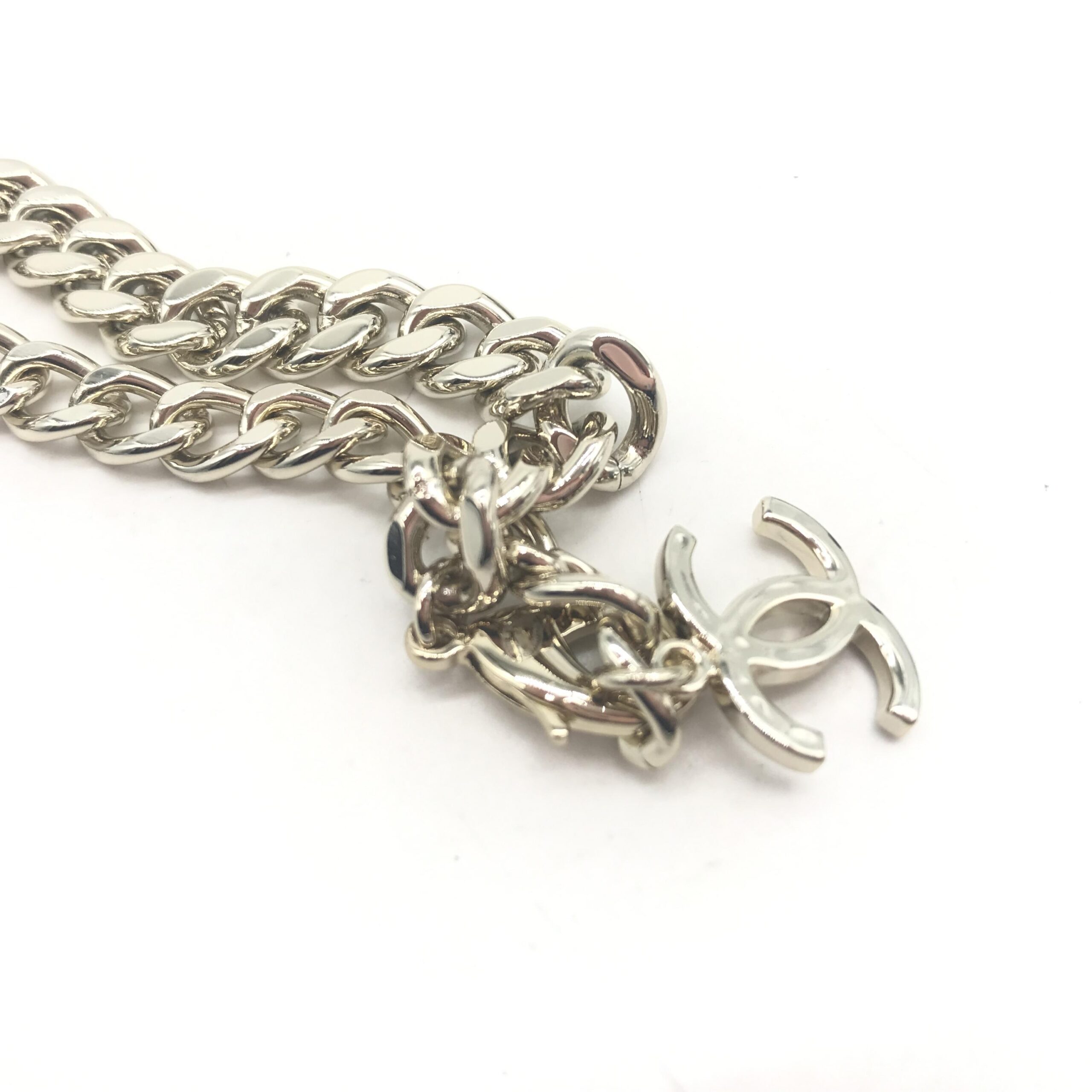 Chanel Silver Tone Curb Chain Link Necklace - Image 8