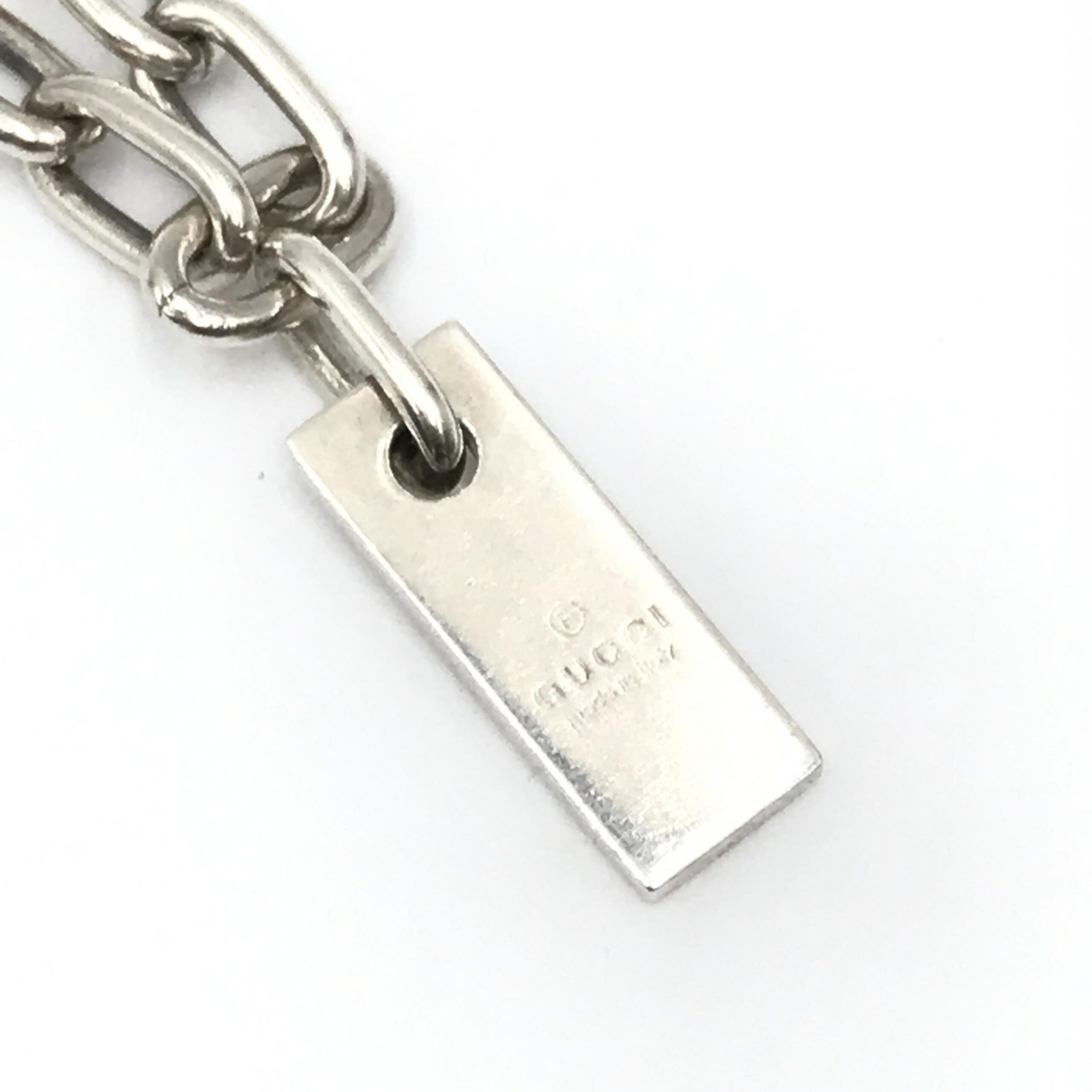 Gucci Sterling Silver Logo Plate Chain Bracelet - Image 6