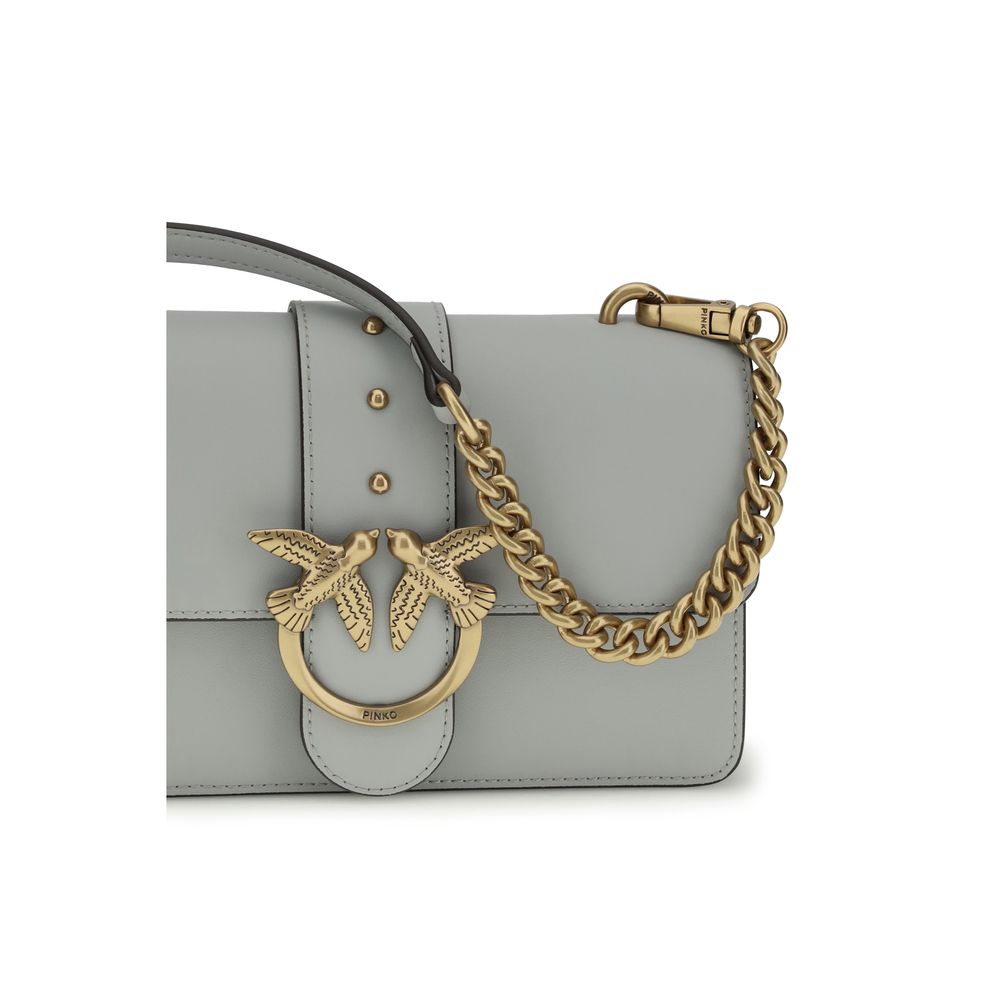PINKO Gray Calf Leather Bos Taurus Shoulder Bag - Image 4