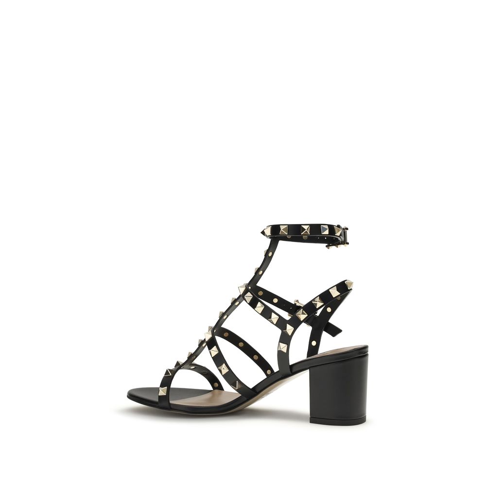 Valentino Garavani Black Calf Leather Bos Taurus Platform Sandals - Image 3