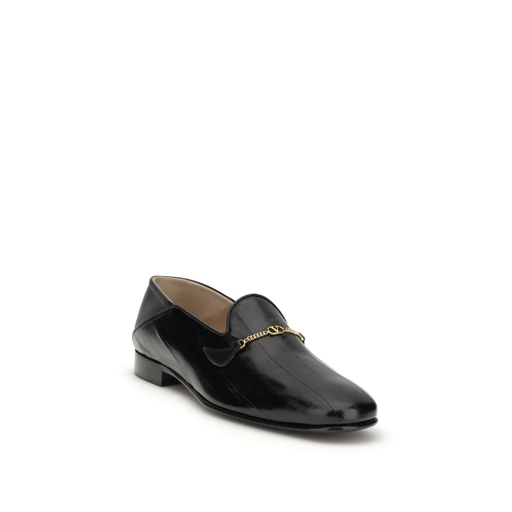 Valentino Garavani Black Calf Leather Bos Taurus Slip-On Loafers - Image 2