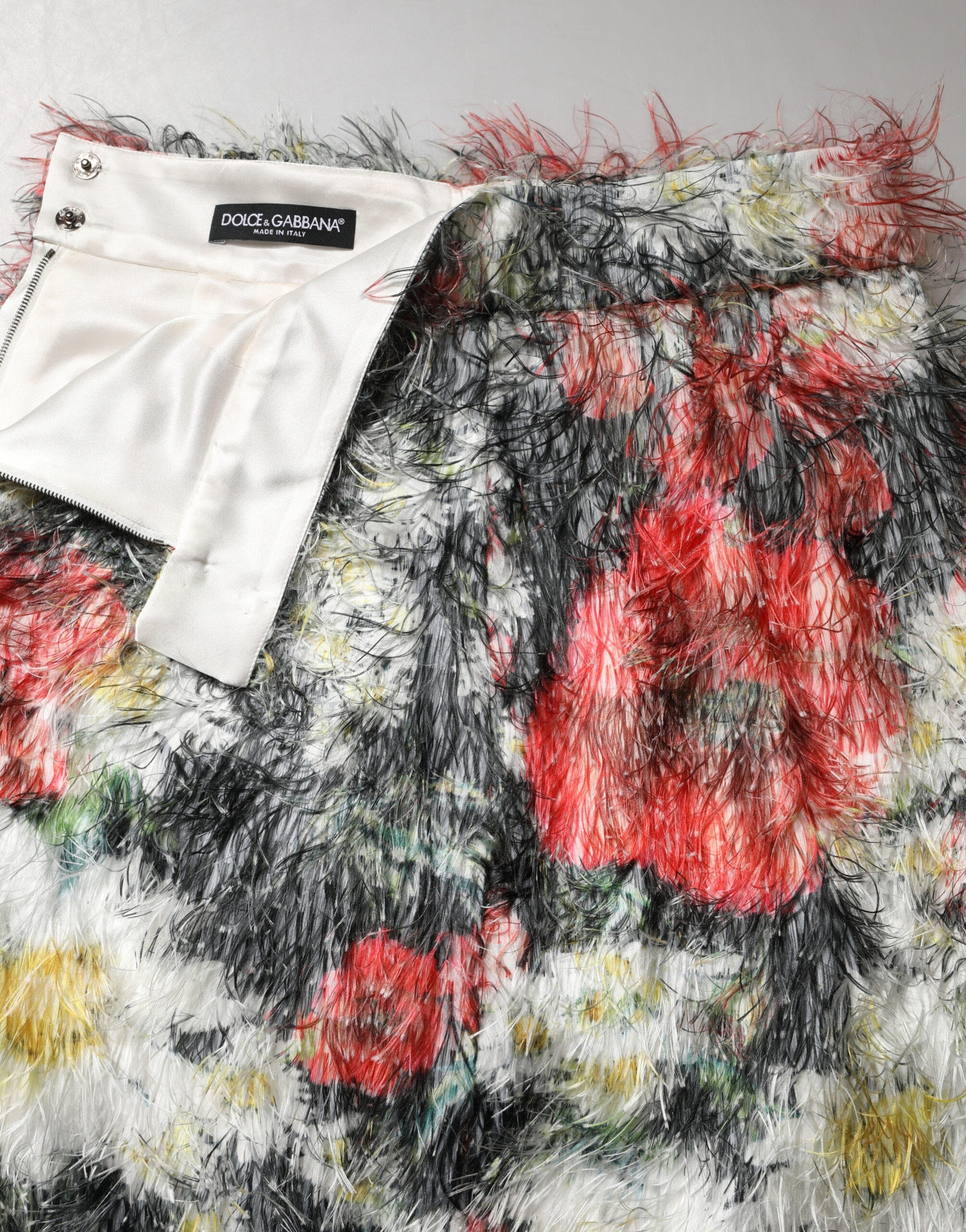Dolce & Gabbana Multicolor Floral Textured Faux Fur Pencil Skirt - Image 6