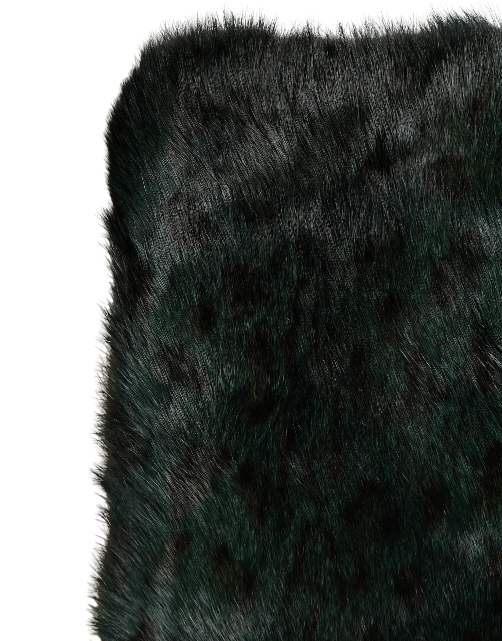 Dolce & Gabbana Black Green Stripe Fur Shawl Neck Wrap 180cm x49cm Scarf - Image 4