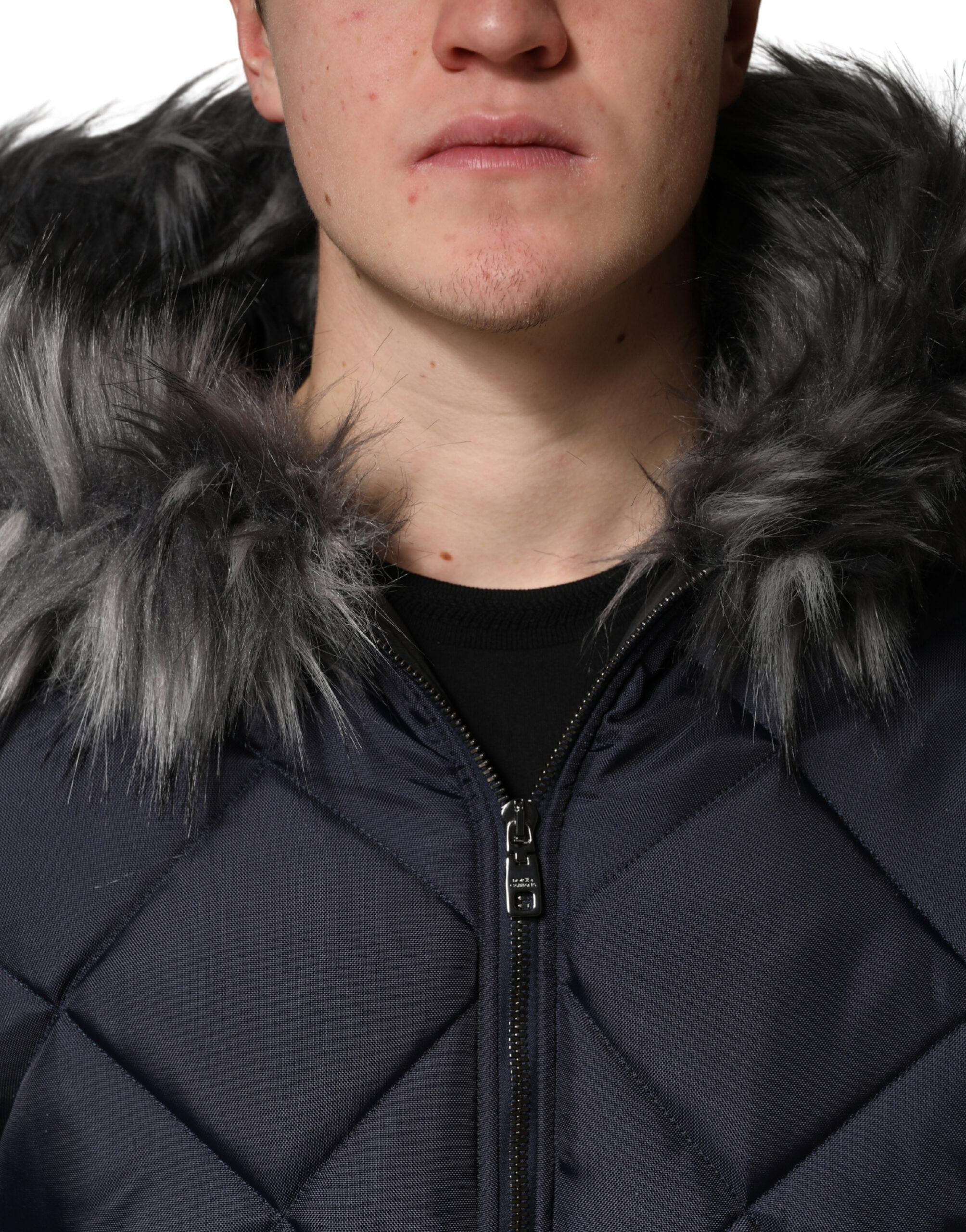 Dolce & Gabbana Black Quilted Fur Shearling Hooded Jacket - Image 5