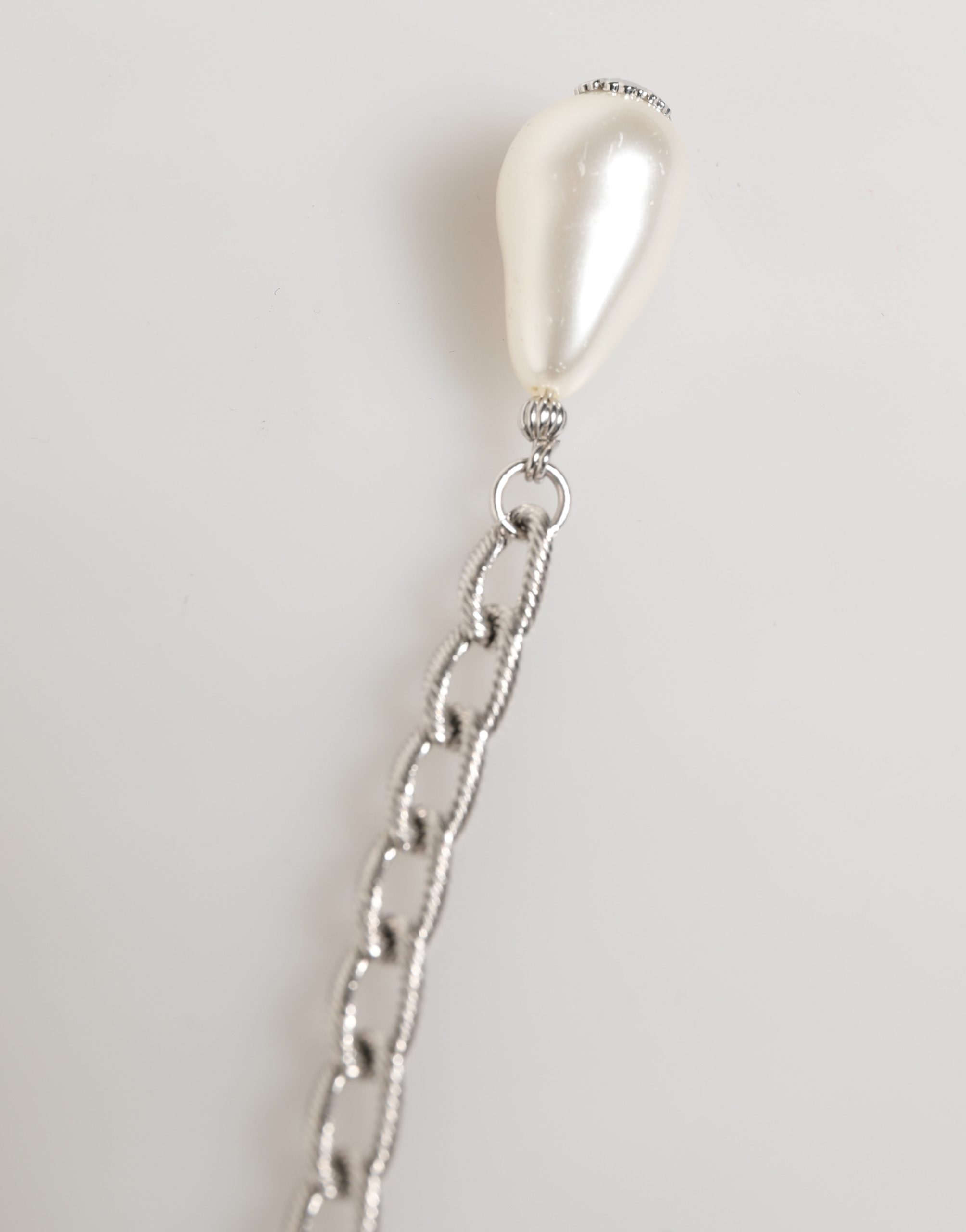 Dolce & Gabbana Silver Tone Brass Chain Crystal Embellished Bracelet - Image 4