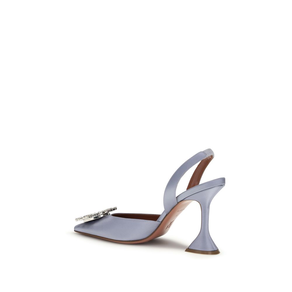 Amina Muaddi Purple Silk High Heel Pumps - Image 3