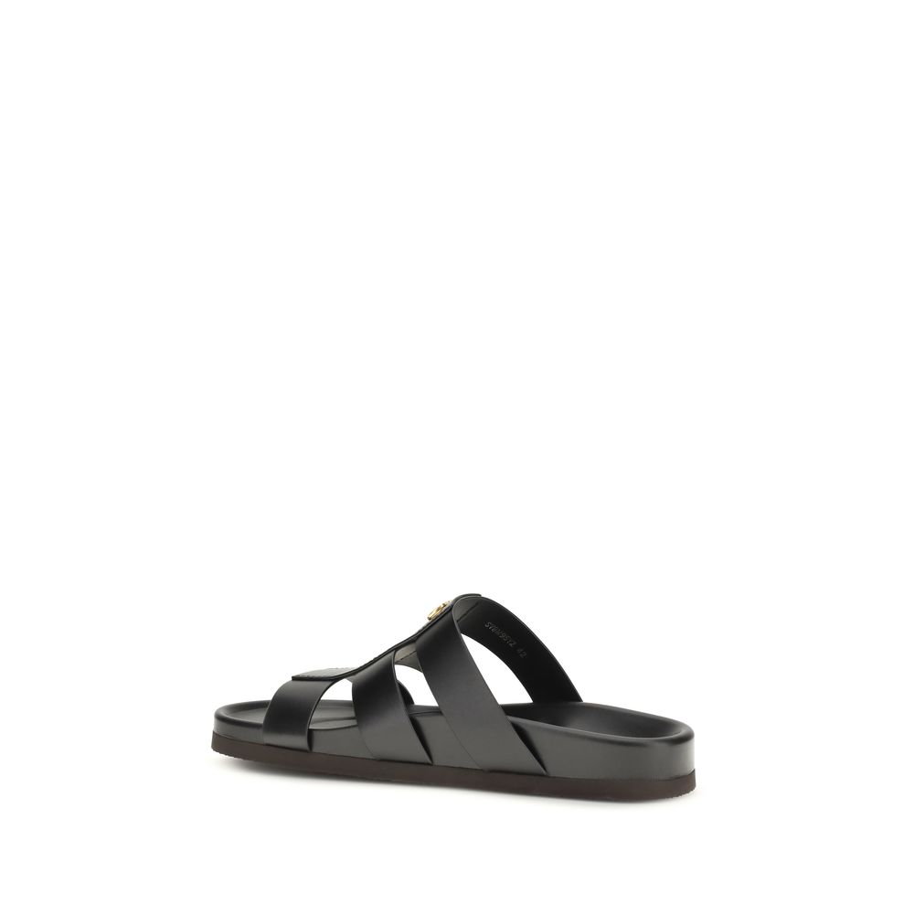 Valentino Garavani Black Calf Leather Bos Taurus Sandals - Image 3