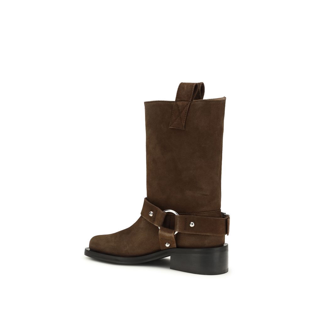 Ganni Brown Recycled Leather Lace-Up Boots - Image 3