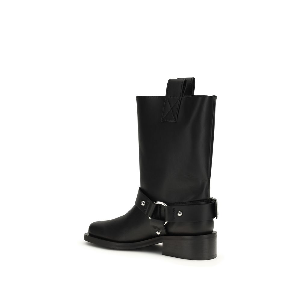Ganni Black Calf Leather Bos Taurus Flat Boots - Image 3
