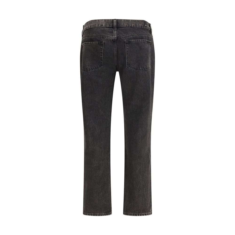 7FOR Black Cotton Straight-Leg Jeans - Image 2