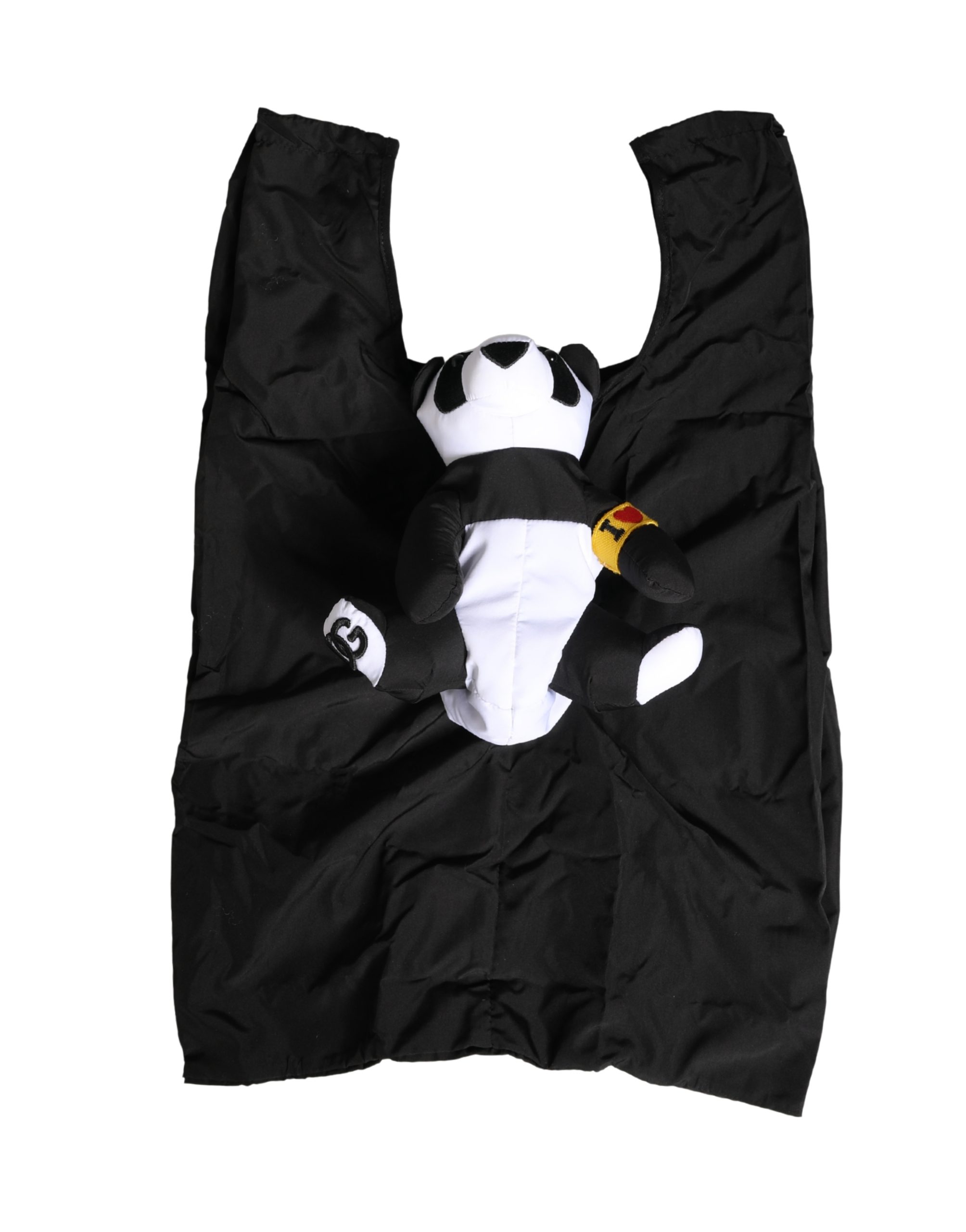 Dolce & Gabbana Men Black Polyester Panda Stuffed Ecobag Bag - Image 2