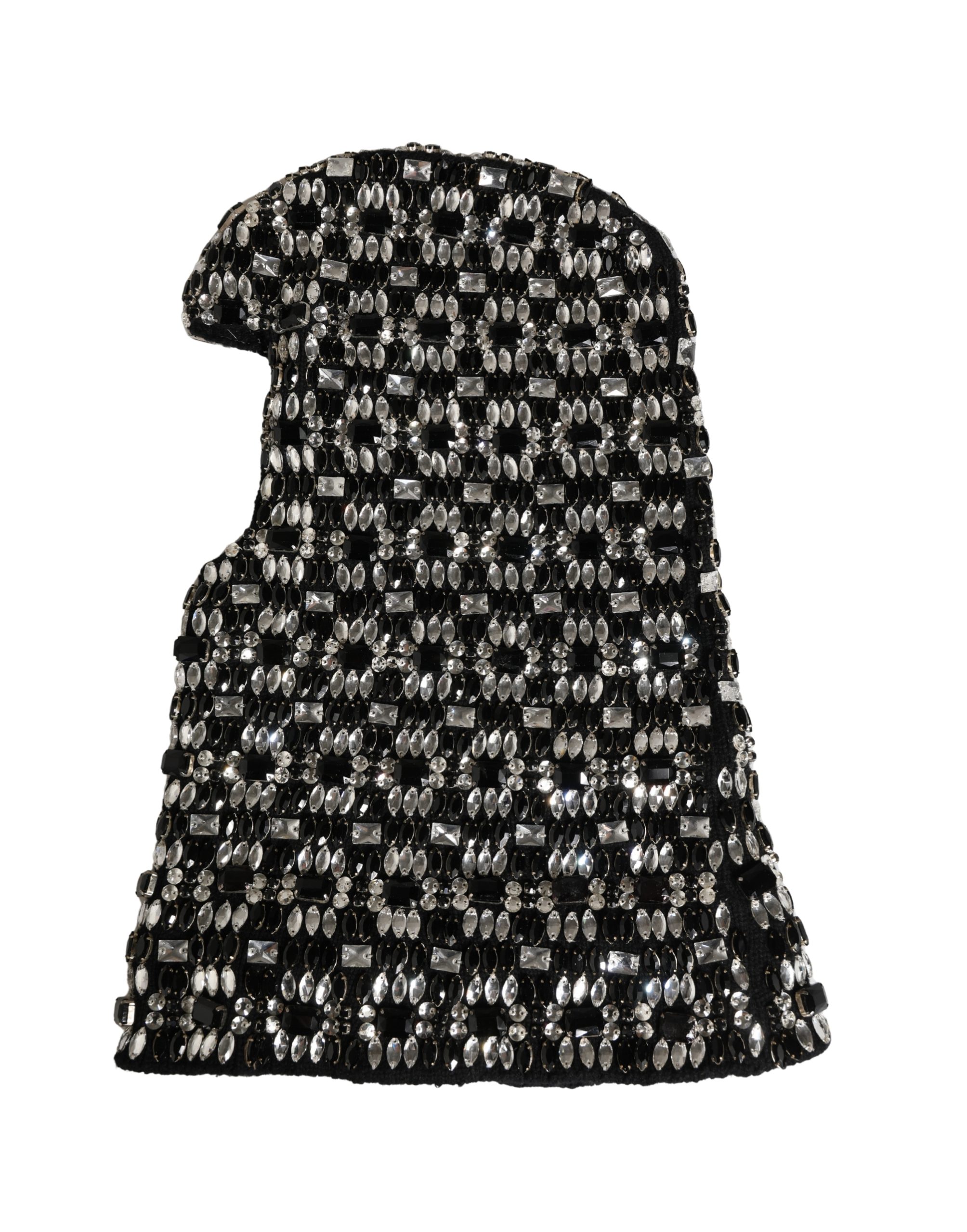 Dolce & Gabbana Black Wool Crystal Embellished Balaclava Hat - Image 5