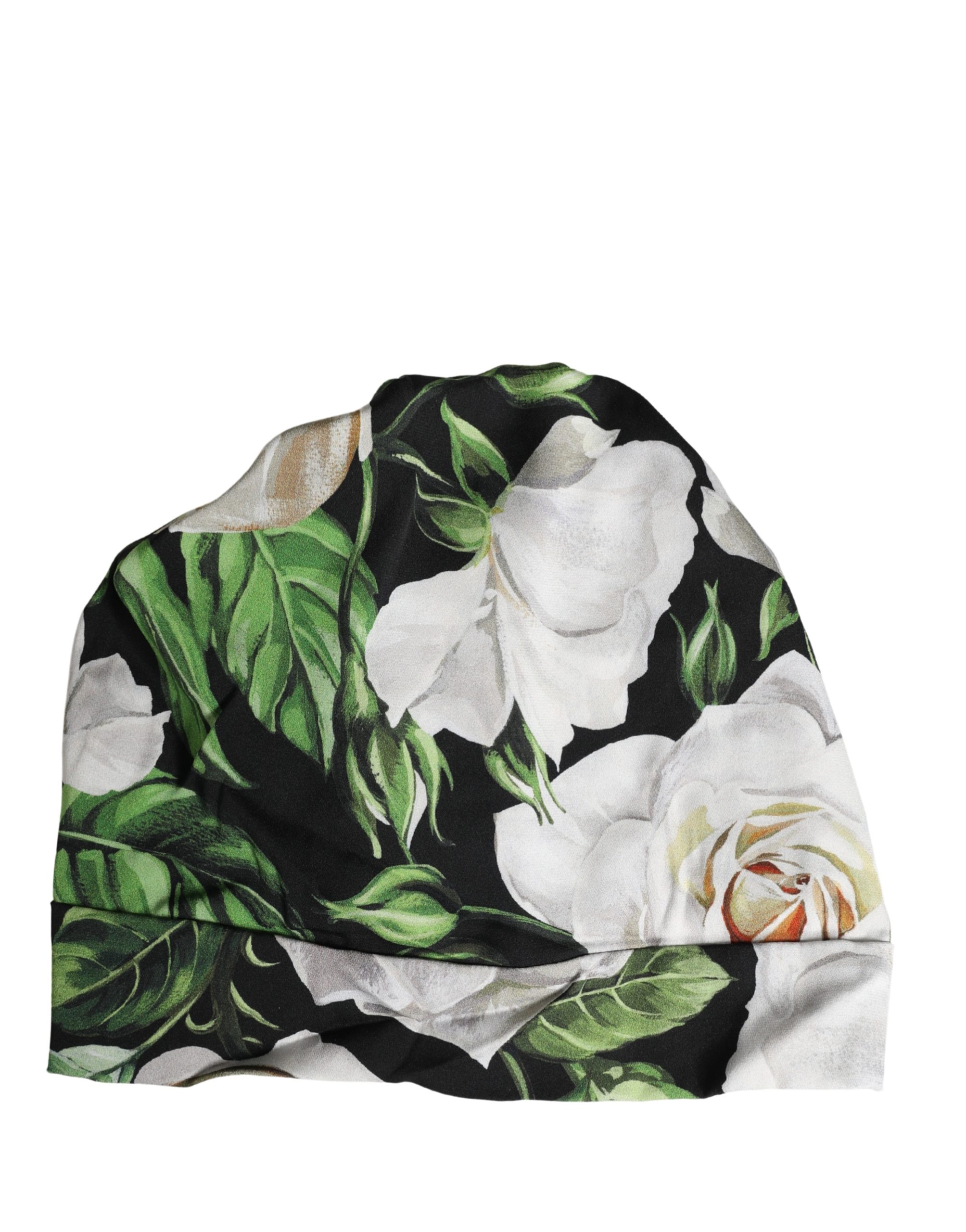 Dolce & Gabbana Black Floral Motif Turban Headwear Women Hat - Image 4