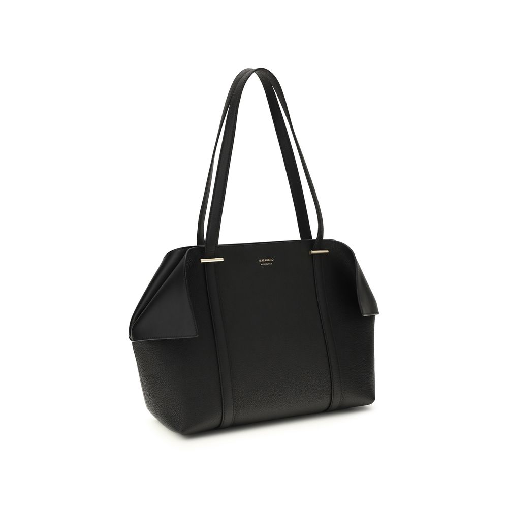 Ferragamo Black Calf Leather Bos Taurus Shoulder Bag - Image 2