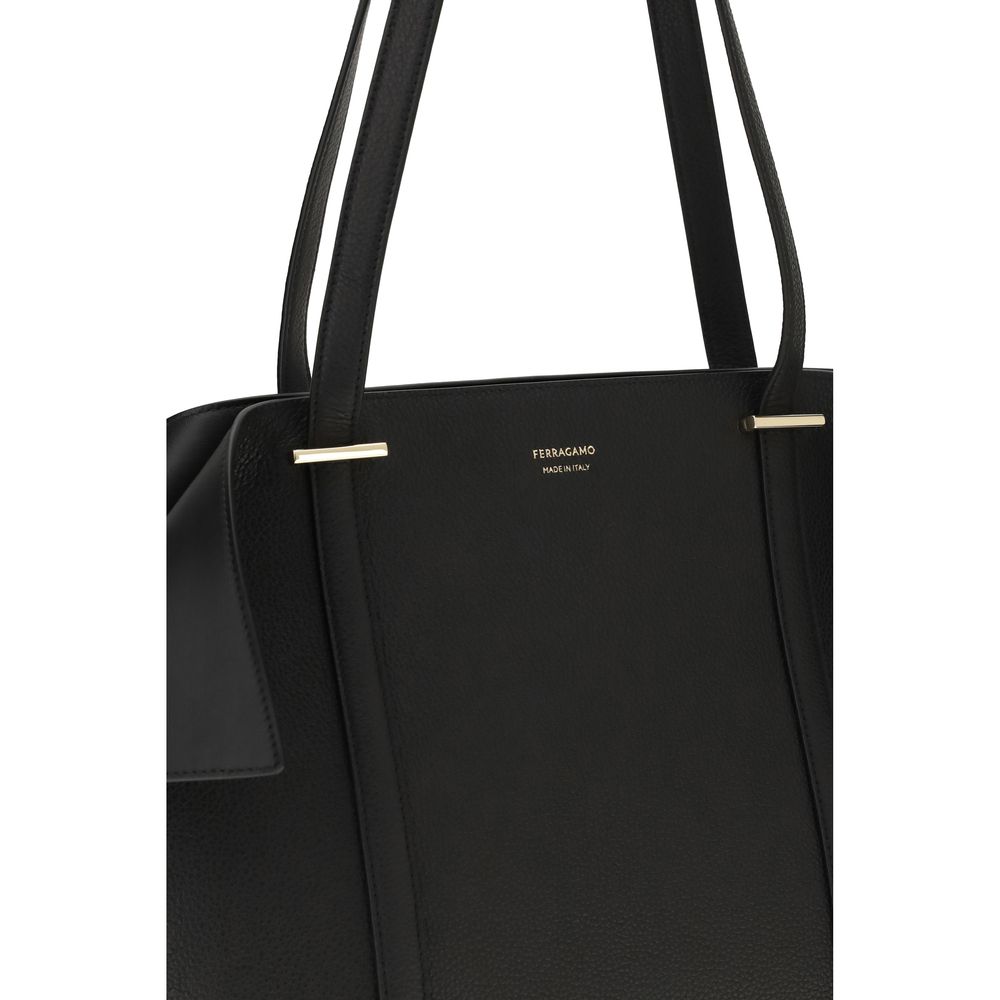Ferragamo Black Calf Leather Bos Taurus Shoulder Bag - Image 4