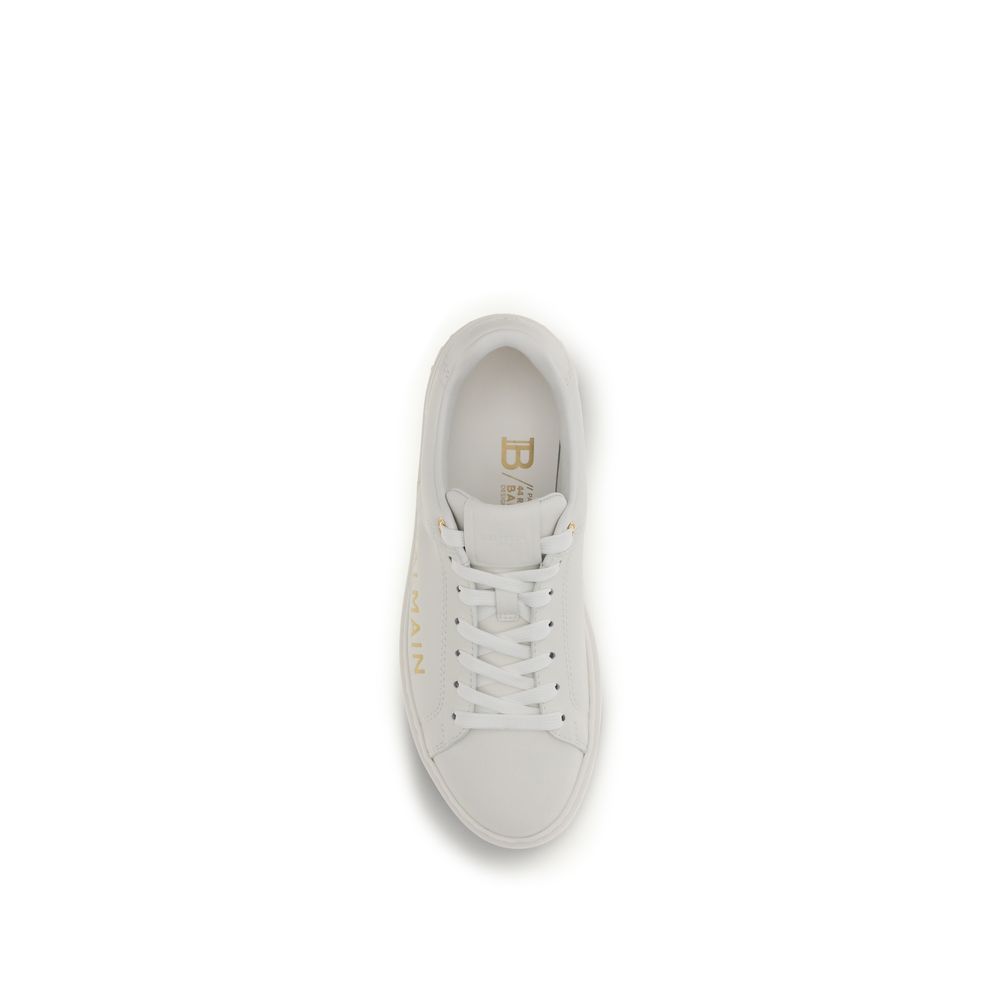 Balmain White Calf Leather Bos Taurus Low Top Sneakers - Image 4