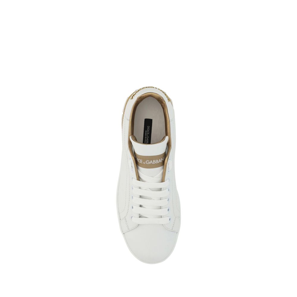 Dolce & Gabbana White Calf Leather Bos Taurus Low Top Sneakers - Image 4