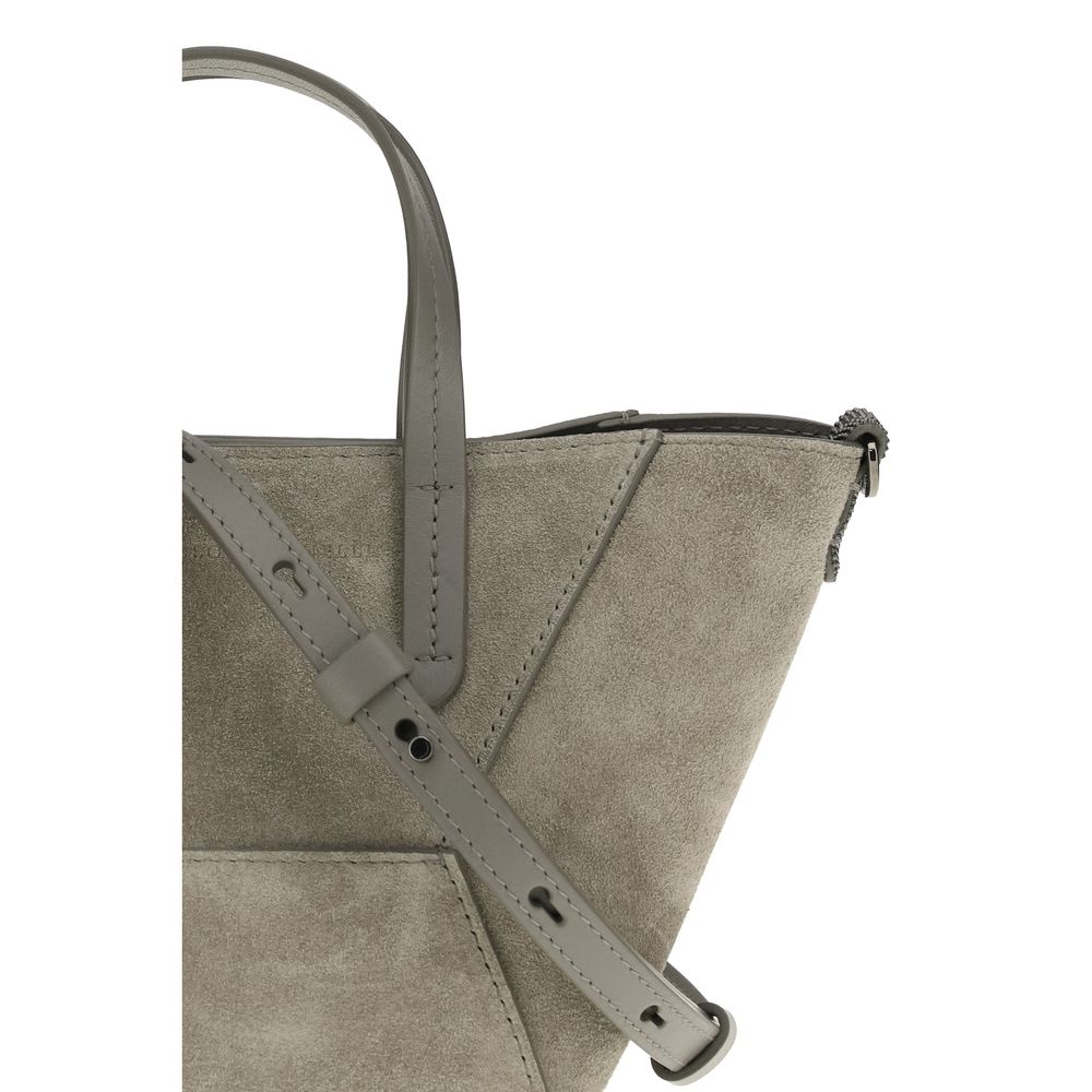Brunello Cucinelli Brown Calf Leather Bos Taurus Shoulder Bag - Image 5