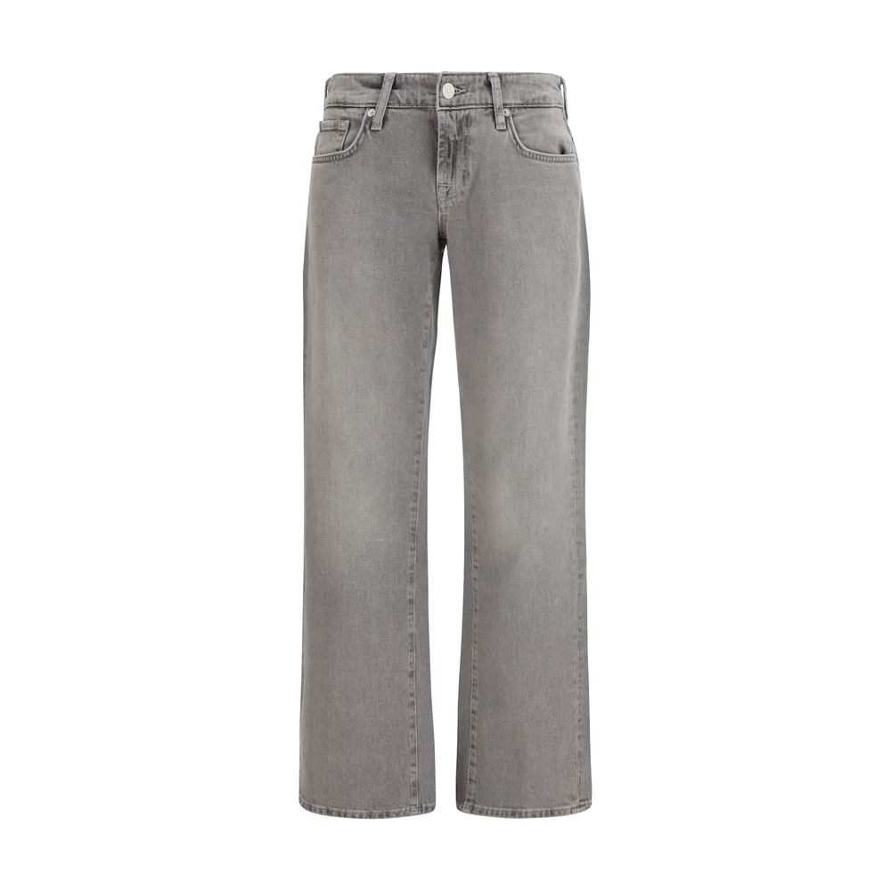 7FOR Gray Cotton Straight-Leg Jeans