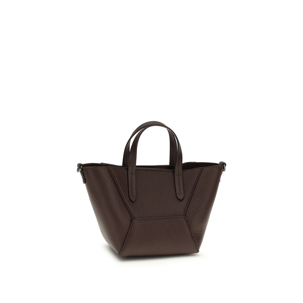 Brunello Cucinelli Bordeaux Calf Leather Bos Taurus Shoulder Bag - Image 3