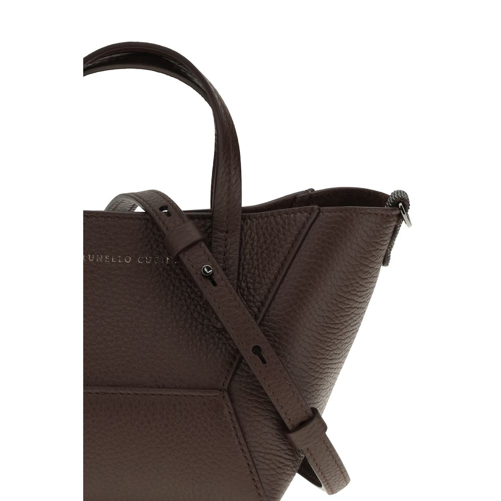 Brunello Cucinelli Bordeaux Calf Leather Bos Taurus Shoulder Bag - Image 4